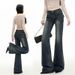Rivet Low-waist Hot Girl Flared Jeans, 25 Autumn New American Style Elastic Versatile Slim-fit Micro-flare Denim Pants_mkmklike.com