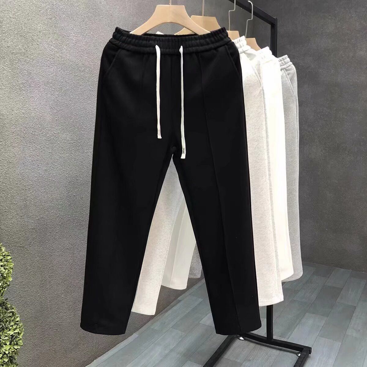 Men's Elastic Waist Casual Pants Simple Solid Color New Style Light Luxury Comfortable Fashionable Trendy Long Pants_mkmklike.com