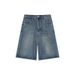 Retro Hong Kong Style Women's Denim Shorts Solid Color Loose Fit Summer Trendy Outdoor Wear Five Point Popular Pants_mkmklike.com