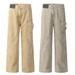 High Street Washed Denim Cargo Men's Pocket Design Sense Deconstructed Patchwork Vintage Wide-Leg Straight Long Pants_mkmklike.com