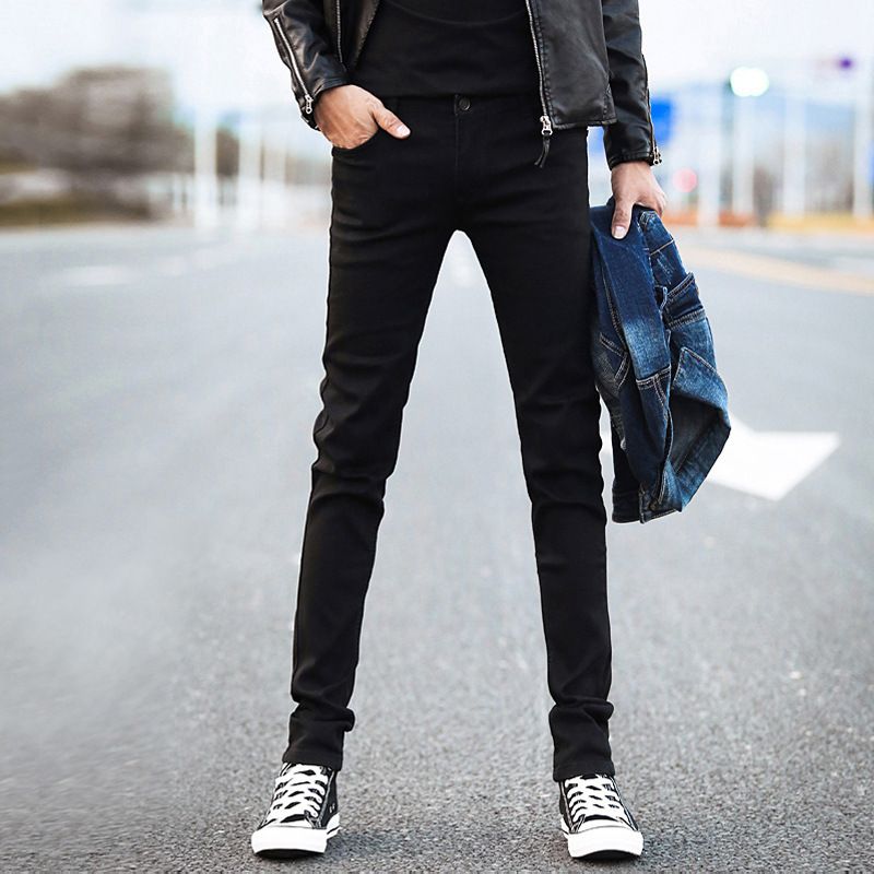 Summer Ripped Jeans For Men Korean Style Slim Fit Nine Point Skinny Jeans Trendy Brand Light Color Spring And Autumn Style Men's Pants_mkmklike.com