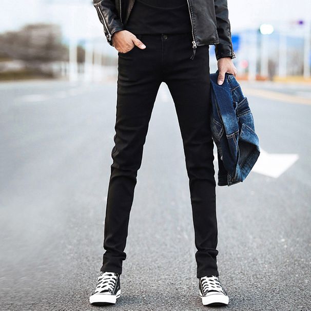Summer Ripped Jeans For Men Korean Style Slim Fit Nine Point Skinny Jeans Trendy Brand Light Color Spring And Autumn Style Men's Pants_mkmklike.com
