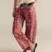 Women's Loose Fit Denim Jeans Floral Print Cropped Wide Leg mid Waisted Y2K Style Autumn Winter Fashion_mkmklike.com
