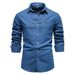 2026 New Denim Shirt Men's Casual Solid Color Denim Long Sleeve Shirt_mkmklike.com