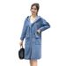 K Plus Size Women's Denim Jacket; Mid-length, Long-sleeved, Hooded Cardigan Trench Coat._mkmklike.com