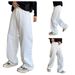 American Style White Straight Leg Jeans For Men & Women - Relaxed Fit High Waist Casual Denim Pants With Classic Washed Look_mkmklike.com