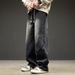 Workwear Jeans Men 2025 Spring Autumn American High Street Wide Design Trendy Brand Loose Straight Leg Pants_mkmklike.com