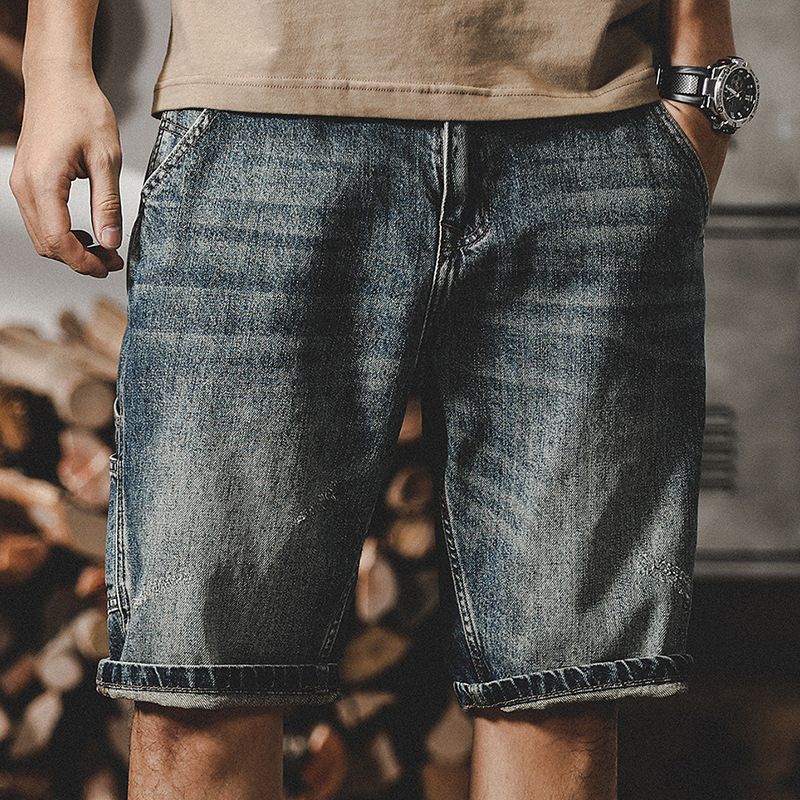 Men's Clothing Casual Denim Shorts Men's Summer Loose Straight New Washed Hole Shorts Men_mkmklike.com