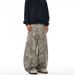 Men's Clothing, American Street Leopard-print Scimitar Jeans, Men's And Women's Niche Design Silhouette Loose Casual Pants_mkmklike.com