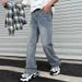 Men's Clothing Retro High Street Distressed Denim Jeans With Patchwork Design Straight Leg Comfortable Stretch Casual Pants For Daily Wear_mkmklike.com