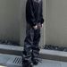 Men's Clothing Men's High Street Cleanfit Jeans Retro Flared Curved V Neck Slimming Black Pants For Streetwear_mkmklike.com