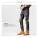 In Stock 2023 Autumn New Street Fashion Men's Jeans Fashionable Personality Embroidery Slim Fit Mid-Waist Pants Trendy_mkmklike.com