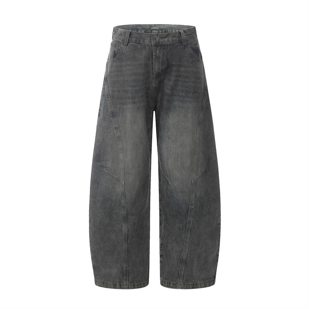 American Style Scimitar Jean Men' Street Fahion Brand Wahed Vintage Heavy Craft Simple Veratile Looe Wide-Leg_mkmklike.com