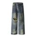 Men's Clothing Jeans Men And Women Oversize High Street Hole Straight Pants_mkmklike.com