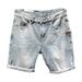 Summer New Light Blue Washed Simple And Versatile Denim Shorts, Men's Personalized Leather Label Decoration, Youth Five_mkmklike.com