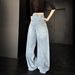  Embroidered Blue Jeans For Women – High Waist, Wide Leg, Distressed Denim (S-XL, Cotton Blend, Streetwear, No Stretch, Spring Collection)_mkmklike.com