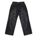 ThugClub24SS Fringed Washed Black Embroidered Loose Trousers Men's And Women's Drape Casual Straight Jeans Vibe_mkmklike.com