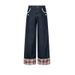 Ethnic Style Shell Embroidery Flip-Top Plaid Jeans Niche Design Loose Casual Straight Pants For Men And Women_mkmklike.com
