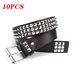 HOT 10pcs Women Men Casual PU Leather Rivets Adjustable Cinch Waistband for Daily Street 105cm Metal Pyramid Belt_mkmklike.com