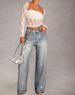 2025 Cross-Border Hot-Selling Women's Straight-Leg Denim Pants Elegant Fashion Casual Mid-Waist Stretch Rhinestone Jeans_mkmklike.com