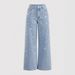 Women's Distressed Straight Leg Jeans Rhinestone Embellished Denim Pants Comfort Fit Stretch_mkmklike.com