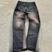 Europe, America 2025 New Y2k Embroidered Jeans High-waisted Retro Hip-hop Ground Splicing Mini Flared Pants_mkmklike.com