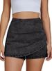 K Women's Denim High Waisted Fashionable Casual Stretch Denim Skirt Paired With Shorts Asymmetrical Wrap Around The Body_mkmklike.com