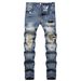 Men's Straight Fit Distressed Jeans - Vintage Washed Denim Pants With Ripped Details (28-40)_mkmklike.com