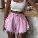 Women's Clothing Hot Girl Pink Denim Shorts High Waist Wide Leg All Match A Line Hot Pants_mkmklike.com