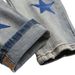 Vintage Punk Rock Distressed Denim Jeans For Men, Slim Fit Skinny Jeans With Ripped Details & Star Stitching, Blue Washed Tapered Leg_mkmklike.com