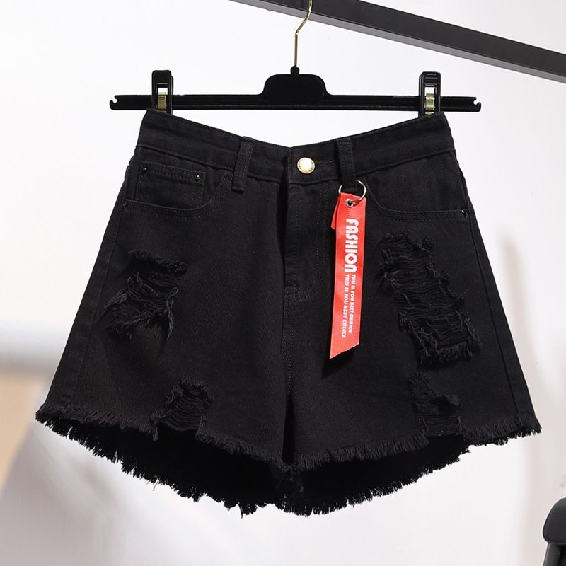 Women's High Waisted Denim Shorts Summer 2024 Style Loose Fit Ripped Slimming Versatile Wide Leg A-Line Hot Pants_mkmklike.com