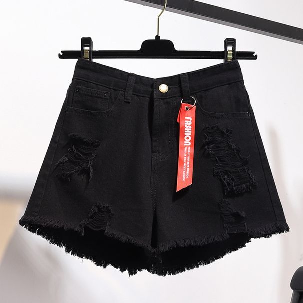 Women's High Waisted Denim Shorts Summer 2024 Style Loose Fit Ripped Slimming Versatile Wide Leg A-Line Hot Pants_mkmklike.com