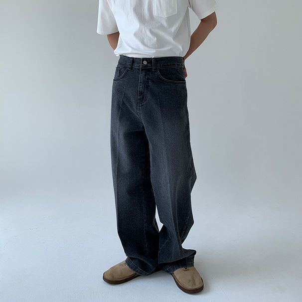 Men's Clothing Jeans Loose Straight Wide Leg Casual Pants Summer All Match Falling Trousers_mkmklike.com