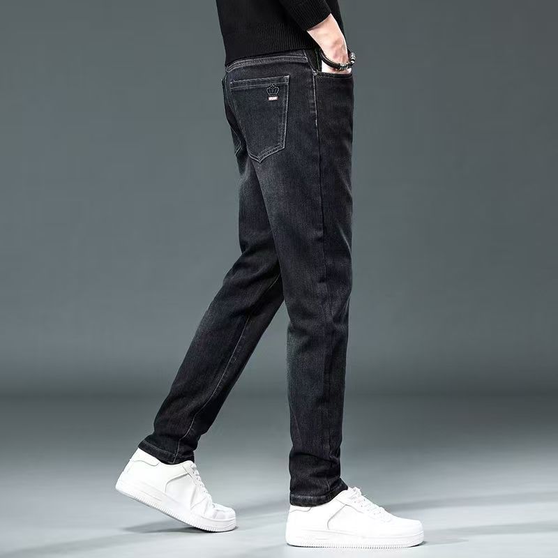 Autumn Men's Elastic Jeans Spring And Autumn New Slim-fitting And Thin Small Feet Casual Washing Trend High-end Trousers_mkmklike.com