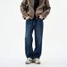 Men's Autumn/Winter Elastic Jeans 441g Straight Leg Loose Fit Imperial Blue Long Pants Versatile Mid Waist Slight Stretch_mkmklike.com