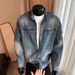 Men's Loose Fit Distressed Denim Jacket American High Street Style Casual Zip up Motorcycle Jacket Spring 2026 Washed_mkmklike.com