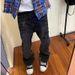 Boys Wear High-end Pants, High-street Trendy Black And Gray Shawl Jeans, Men's Straight-leg Loose Cargo Pants_mkmklike.com