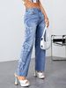 Women's Clothing Worn Jeans Women New Irregular Star High Waist Straight Trousers Washed Jeans_mkmklike.com