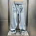 Men's Distressed Denim Pants Oversized Relaxed Fit Rope-Tie Blue Jeans Washed Vintage Style S-3XL_mkmklike.com