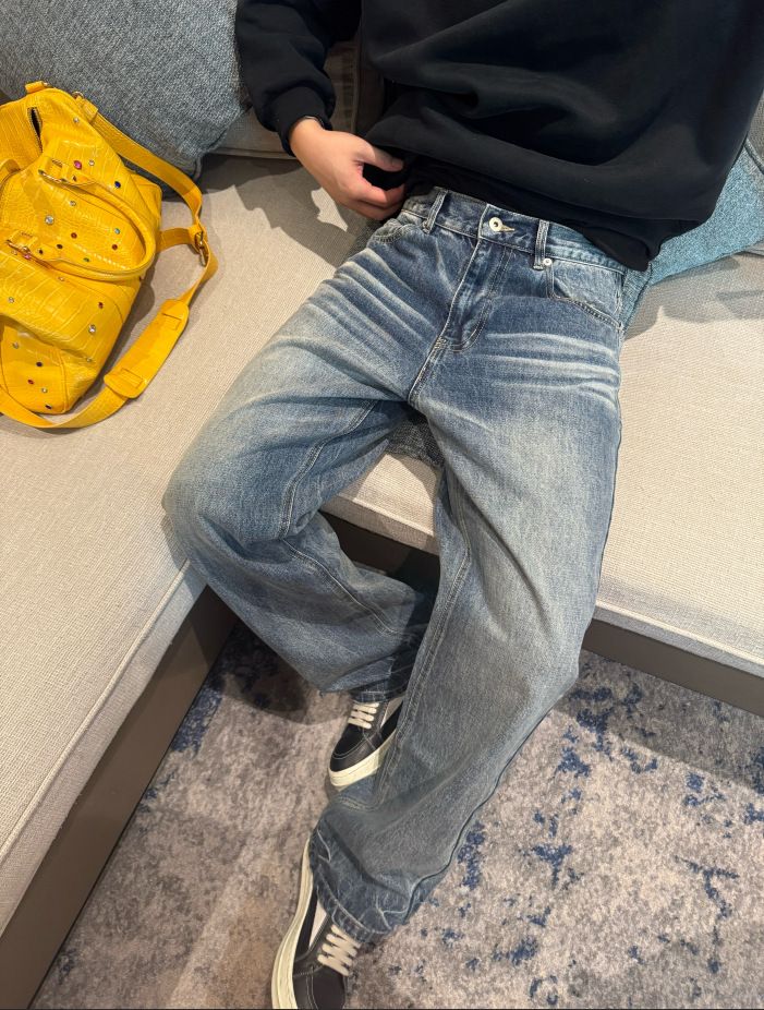 Men’S Heavy Washed Jeans – Vintage Straight Fit | Hand-Sanded Whiskers & Honeycombs | Rigid Denim (M-Xxl)_mkmklike.com