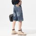 Suitable For All Seasons 2025 Spring New Blue High-End Denim Men's Summer Loose Versatile Trendy Casual Shorts_mkmklike.com