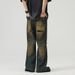 LKTM Wear # Vintage Rusty Blue Ripped Jeans Men's And Women's Loose Cleanfit Straight Leg Floor Pants B6e_mkmklike.com