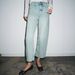 Women's Straight Leg High Waisted Patchwork Jeans Washed Denim Baggy Pants European American Style_mkmklike.com