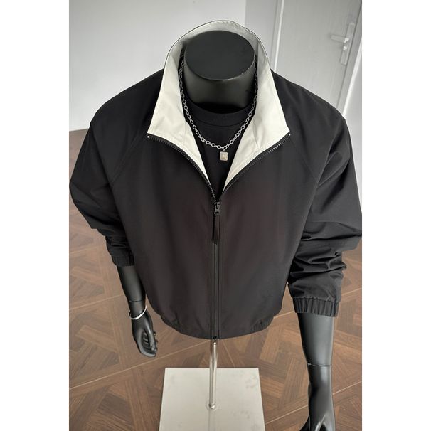 American-style Color-block Flight Jacket For Men, Spring Cleanfit Double-zipper Sports Jacket, Outdoor Three-proof_mkmklike.com