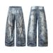 Men's Clothing 2025 New American High Street RO Style Heavy Washed Special Shaped Scimitar Jeans Wide Leg Pants_mkmklike.com