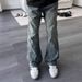 2026 Spring Washed Micro Flare Jeans Vintage Straight Leg Denim Pants For Men Women Stylish Design_mkmklike.com