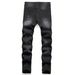 Men's Clothing Ripped Black Jeans Men's Spot Korean Version Basic Straight Type Hand Painted_mkmklike.com