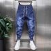 Spring And Autumn Men's Simple Jeans Fashion New Patchwork Versatile Slim Jogger Washed Harem Pants_mkmklike.com