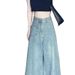 European American Style High Street Loose Denim For Women, New Spring And Autumn Skirt-pants, Retro Slimming Frayed_mkmklike.com