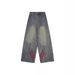 American Retro Striped Color Matching Splicing Old Jeans Men's And Women's Trendy Brand Straight Loose Workwear Wide Back Trousers_mkmklike.com